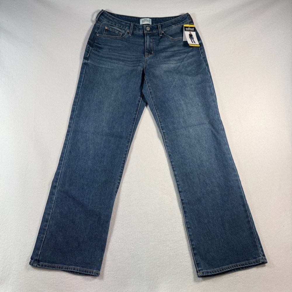 Edited Jeans Womens 8 Blue Loose Straight High Rise Dark Wash - Picture 1 of 14